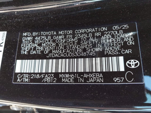 JTDACACU0S3048745 Toyota Prius Plug-in Hybrid Se