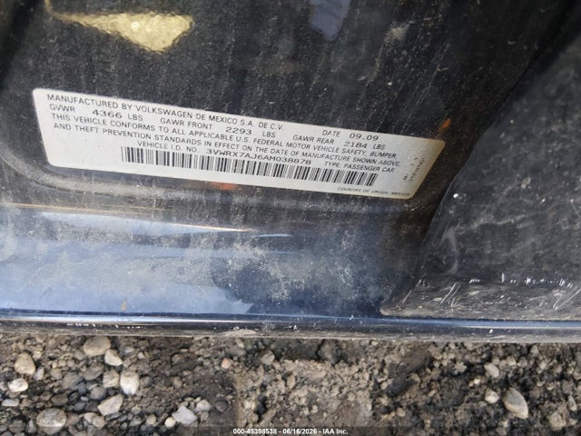 Продаж на аукціоні авто 2010 Volkswagen Jetta Se, vin: 3VWRX7AJ6AM038878, номер лоту: 45398538