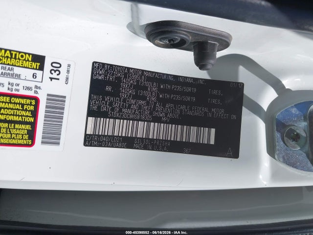 5TDXZ3DC8HS818305 Toyota Sienna Se 8 Passenger