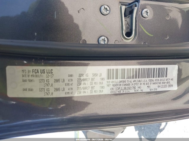45398584 :رقم المزاد ، 1C4PJLLB8JD621796 vin ، 2018 Jeep Cherokee Latitude Plus Fwd مزاد بيع