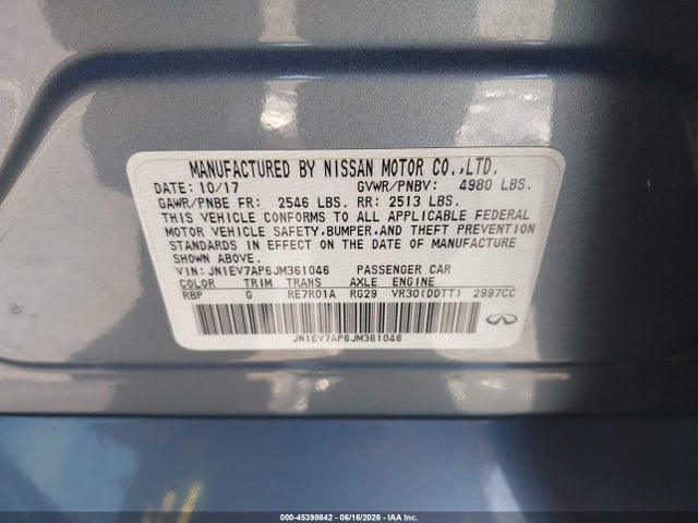 Продажа на аукционе авто 2018 Infiniti Q50 3.0t Luxe, vin: JN1EV7AP6JM361046, номер лота: 45398642