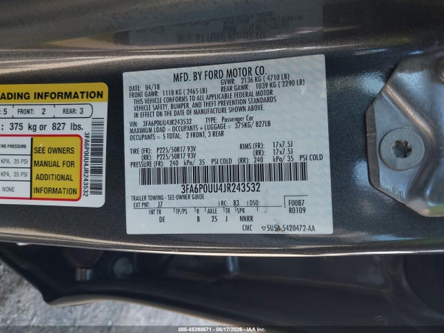 Ford Fusion Hybrid S 2018 3FA6P0UU4JR243532 Image 9