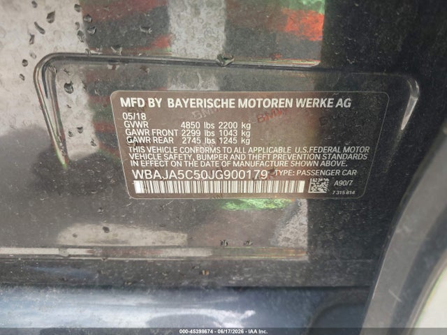 Aukcja sprzedaży 2018 Bmw 530i, vin: WBAJA5C50JG900179, numer aukcji: 45398674