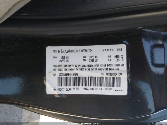 Продаж на аукціоні авто 2004 Chrysler Sebring Limited, vin: 1C3EL65R84N157246, номер лоту: 45398693