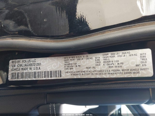 2025 Jeep Grand Cherokee L Altitude X 4x2 მანქანა იყიდება აუქციონზე, vin: 1C4RJJAG3S8721391, აუქციონის ნომერი: 45398743