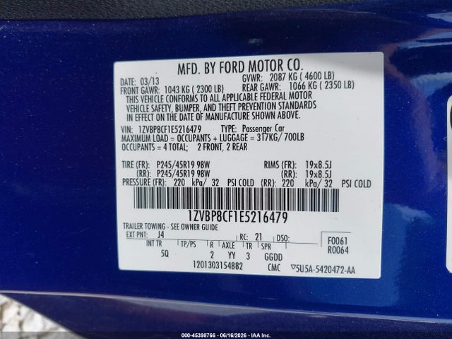 1ZVBP8CF1E5216479 Ford Mustang Gt/gt Premium
