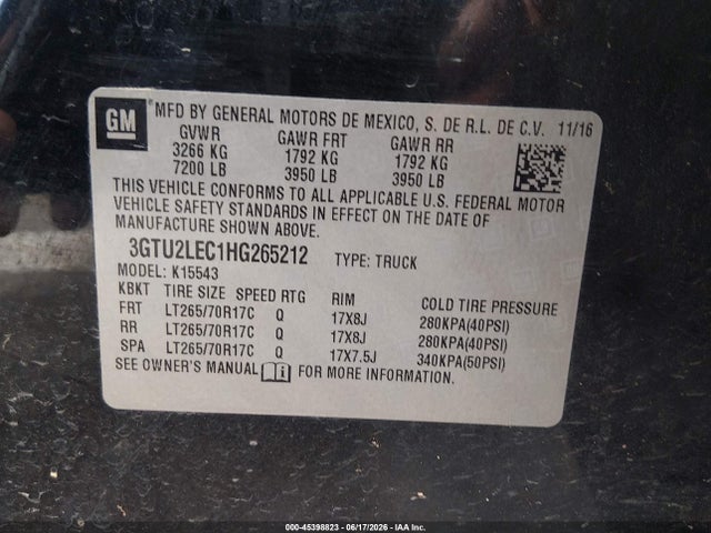 GMC SIERRA 1500 2017 3GTU2LEC1HG265212 Image 9