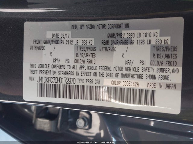 Продаж на аукціоні авто 2017 Mazda Cx-3 Touring, vin: JM1DKFC70H0172970, номер лоту: 45398827