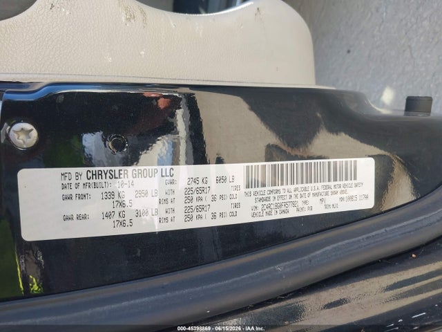 2015 Chrysler Town & Country Touring მანქანა იყიდება აუქციონზე, vin: 2C4RC1BG0FR577821, აუქციონის ნომერი: 45398869