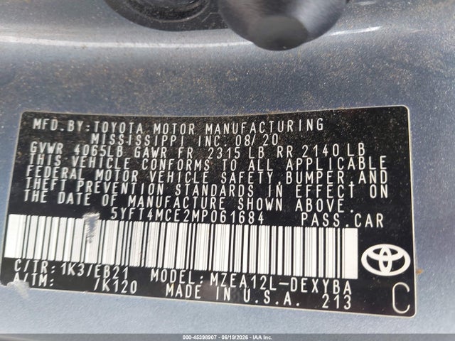 Toyota Corolla Xse 2021 5YFT4MCE2MP061684 Image 9
