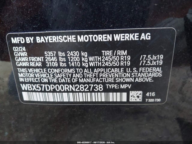 BMW X3 Xdrive30i 2024 WBX57DP00RN282738 Image 9