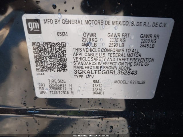 Aukcja sprzedaży 2024 Gmc Terrain Awd Sle, vin: 3GKALTEG0RL352843, numer aukcji: 45398922