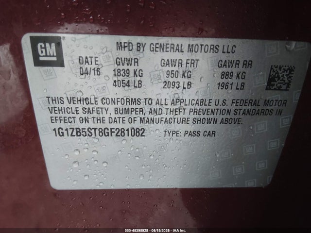 Chevrolet MALIBU LS 2016 1G1ZB5ST8GF281082 Image 9