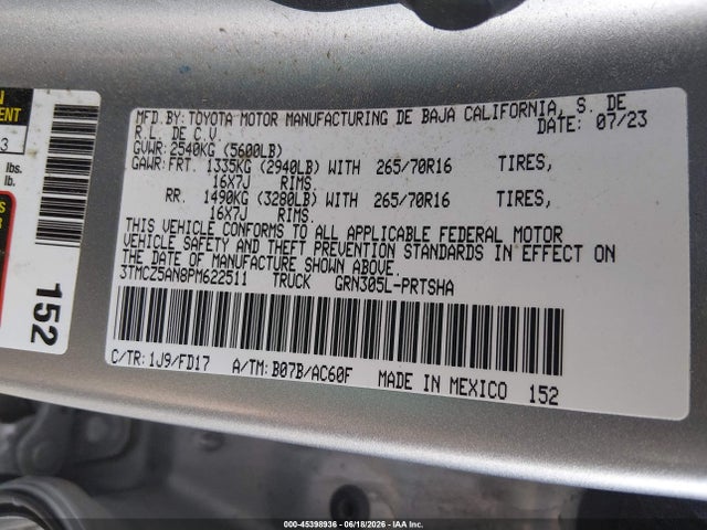 3TMCZ5AN8PM622511 Toyota Tacoma Trd Off Road