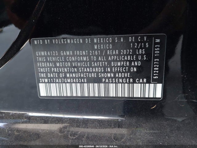 3VW117AU7GM040348 Volkswagen Golf Tsi S 4-door