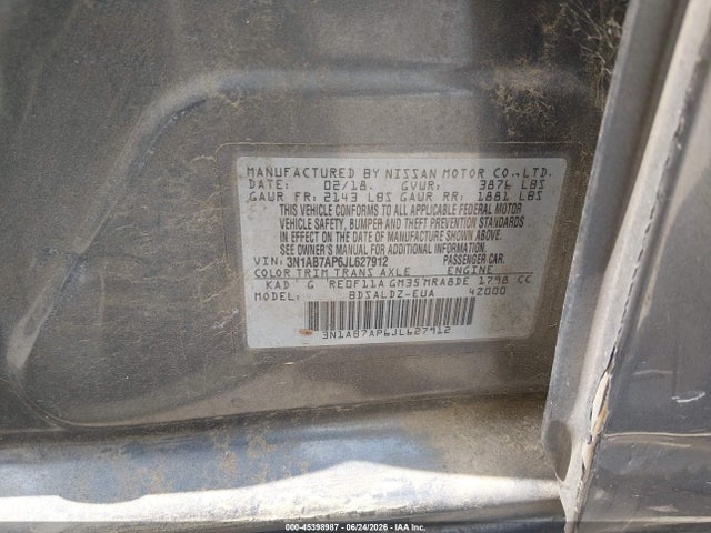 Nissan SENTRA SV 2018 3N1AB7AP6JL627912 Image 9