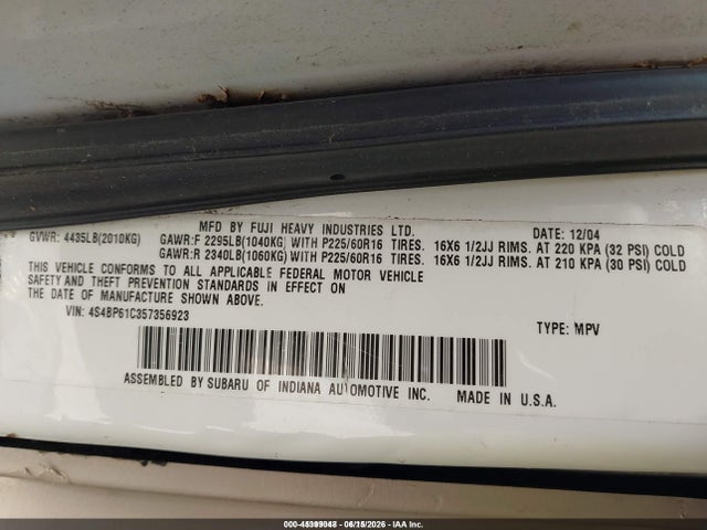 Продаж на аукціоні авто 2005 Subaru Outback 2.5i, vin: 4S4BP61C357356923, номер лоту: 45399048