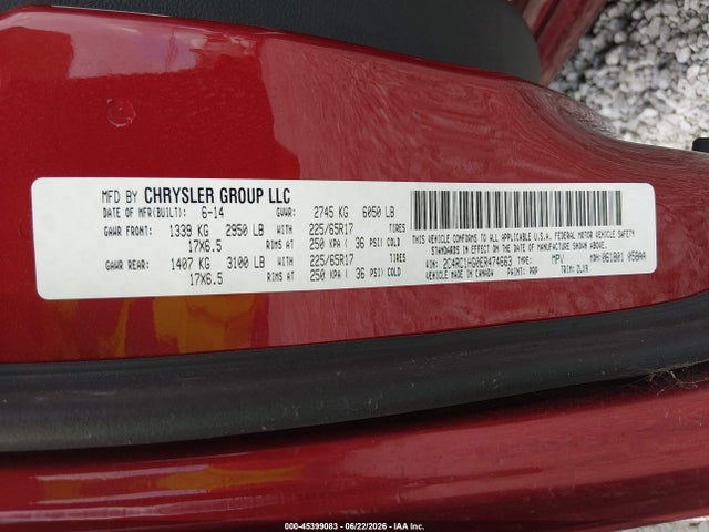 2014 Chrysler Town & Country S მანქანა იყიდება აუქციონზე, vin: 2C4RC1HG0ER474663, აუქციონის ნომერი: 45399083