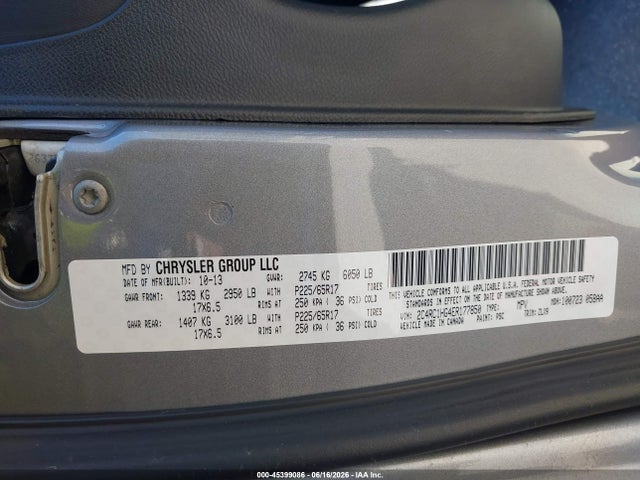 Auction sale of the 2014 Chrysler Town & Country S, vin: 2C4RC1HG4ER177850, lot number: 45399086