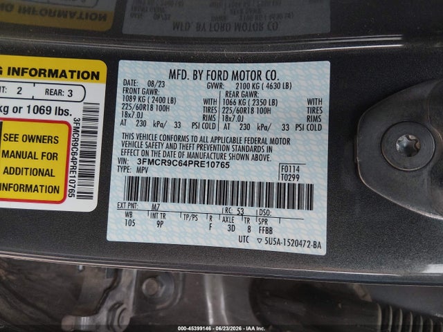 Ford Bronco Sport Outer Banks 2023 3FMCR9C64PRE10765 Image 9