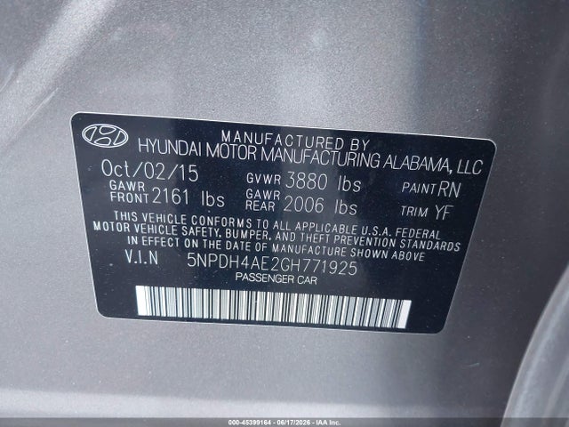Hyundai Elantra Value Edition 2016 5NPDH4AE2GH771925 Image 9