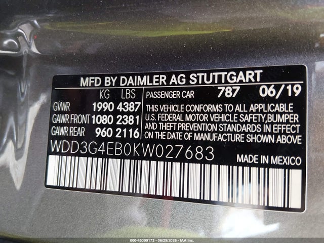 Mercedes-Benz A 220 2019 WDD3G4EB0KW027683 Image 9