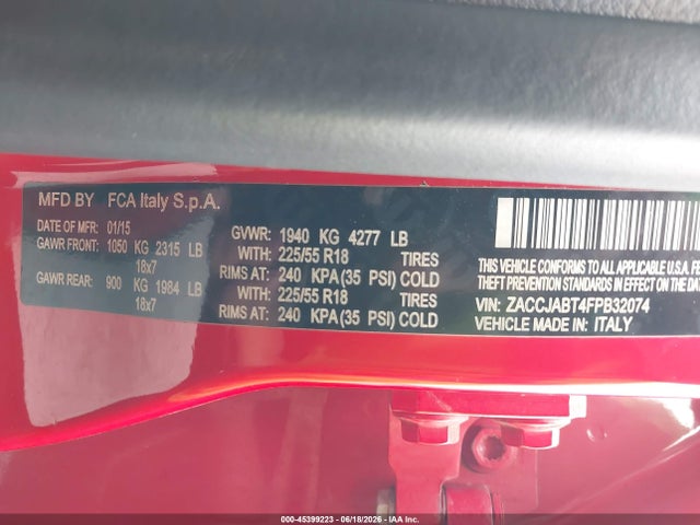 ZACCJABT4FPB32074 Jeep Renegade Latitude