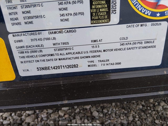 Cargo Enclosed Trailer 7x14 2026 53NBE1420T1120282 Image 9