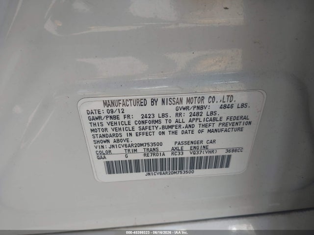 Продаж на аукціоні авто 2013 Infiniti G37x, vin: JN1CV6AR2DM753500, номер лоту: 45399323