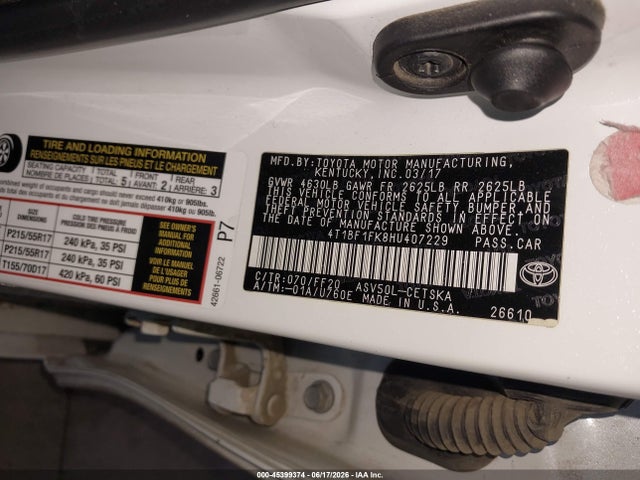Toyota CAMRY SE 2017 4T1BF1FK8HU407229 Image 9