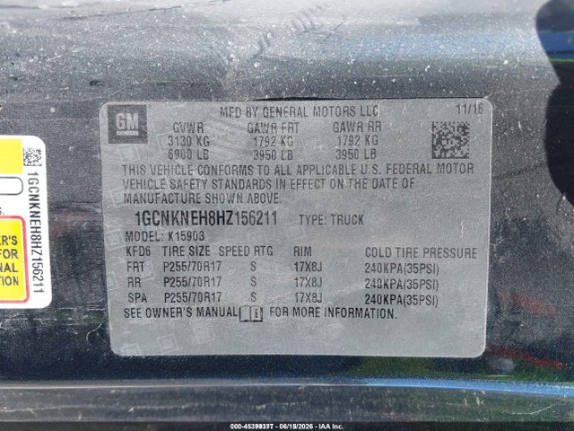 1GCNKNEH8HZ156211 Chevrolet Silverado 1500 Work Truck