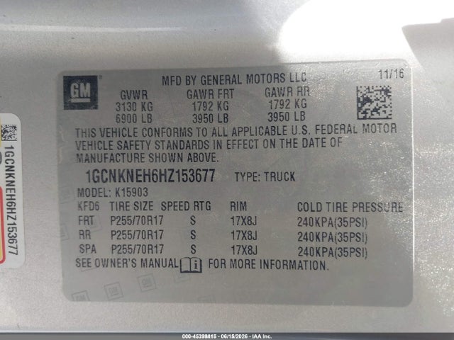 1GCNKNEH6HZ153677 Chevrolet Silverado 1500 Work Truck