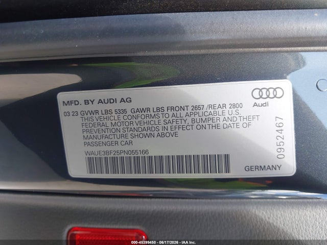 2023 Audi A6 Premium Plus 45 Tfsi Quattro S Tronic მანქანა იყიდება აუქციონზე, vin: WAUE3BF25PN055166, აუქციონის ნომერი: 45399450