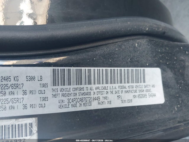 3C4PDCAB7GT210449 Dodge JOURNEY SE