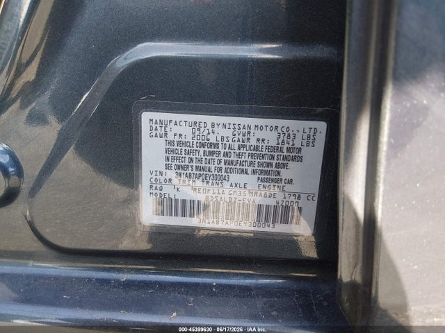 Auction sale of the 2014 Nissan Sentra Sv, vin: 3N1AB7AP0EY300043, lot number: 45399630