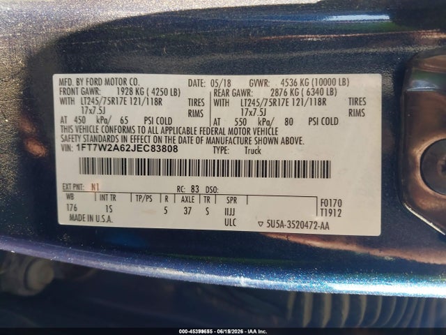 1FT7W2A62JEC83808 Ford F-250 King Ranch/lariat/xl/xlt