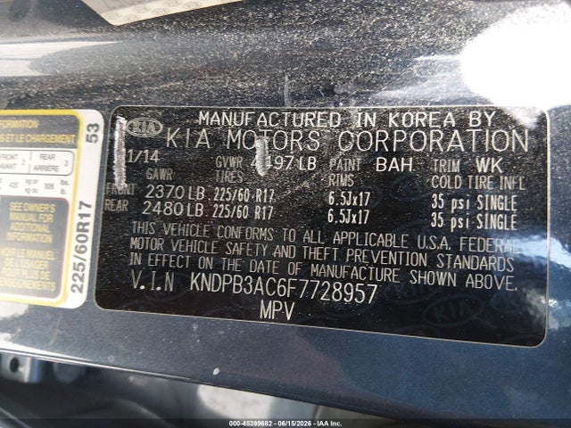 Aukcja sprzedaży 2015 Kia Sportage Lx, vin: KNDPB3AC6F7728957, numer aukcji: 45399682
