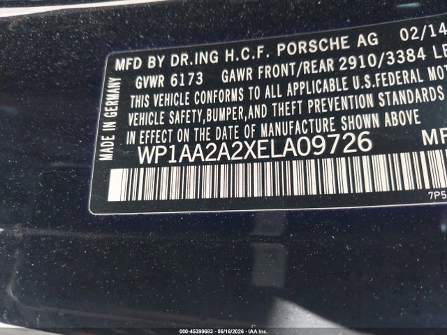 Aukcja sprzedaży 2014 Porsche Cayenne Platinum Edition, vin: WP1AA2A2XELA09726, numer aukcji: 45399683