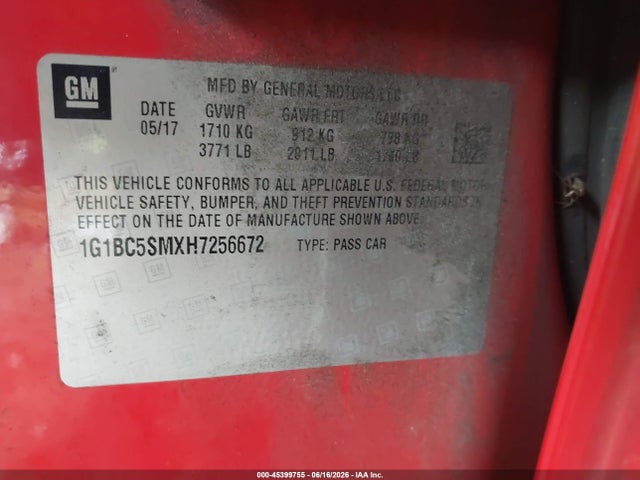 1G1BC5SMXH7256672 Chevrolet Cruze Ls Auto