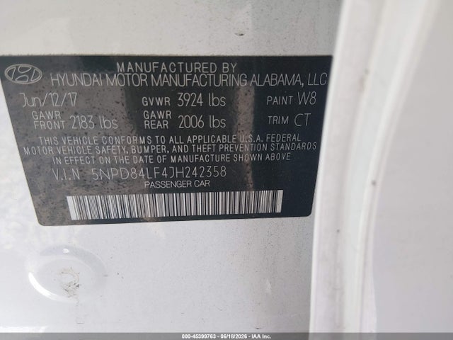 Продажа на аукционе авто 2018 Hyundai Elantra Value Edition, vin: 5NPD84LF4JH242358, номер лота: 45399763