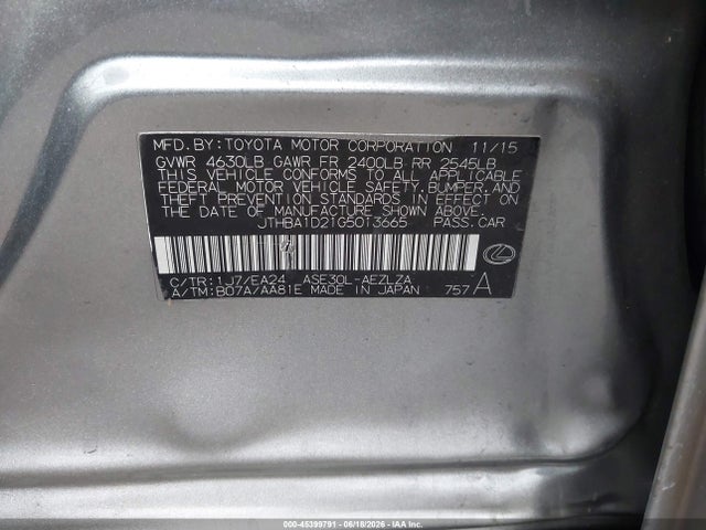 Lexus IS 200T 2016 JTHBA1D21G5013665 Image 9