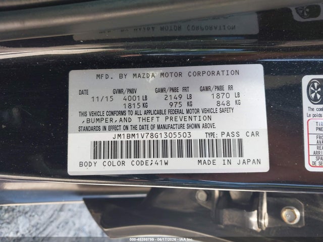 JM1BM1V78G1305503 Mazda Mazda3 I Touring