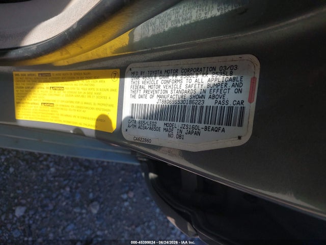 45399824 :رقم المزاد ، JT8BD69S530186223 vin ، 2003 Lexus Gs 300 مزاد بيع