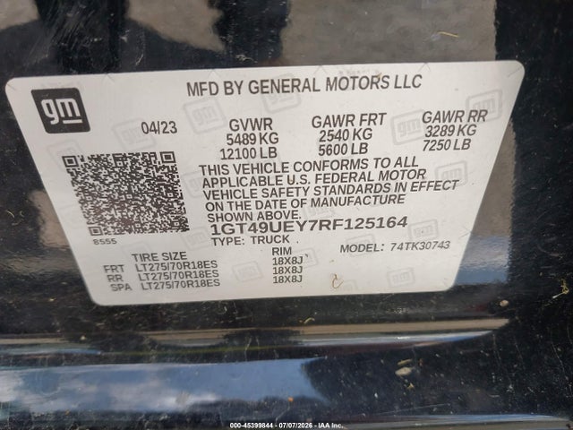 Продаж на аукціоні авто 2024 Gmc Sierra 3500hd 4wd  Standard Bed Slt, vin: 1GT49UEY7RF125164, номер лоту: 45399844