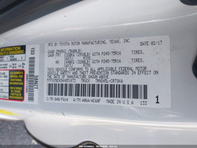 5TFSX5EN3HX051873 Toyota Tacoma Sr
