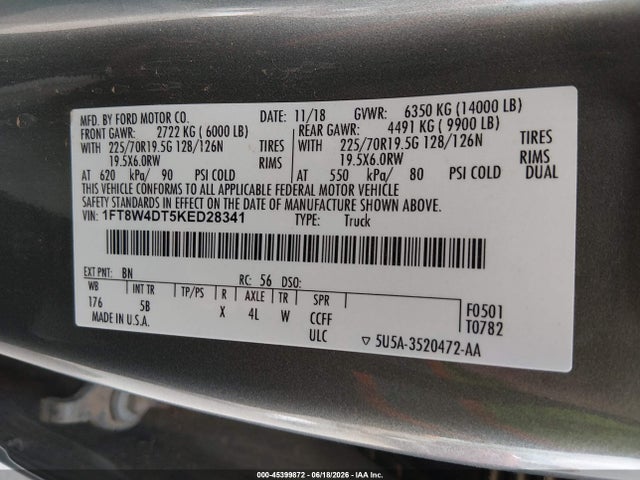 1FT8W4DT5KED28341 Ford F-450 Lariat