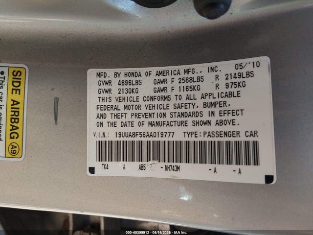 Aukcja sprzedaży 2010 Acura Tl 3.5, vin: 19UUA8F56AA019777, numer aukcji: 45399912