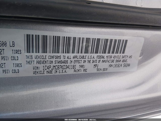 1C4PJMCB7KD341181 Jeep Cherokee Latitude 4x4