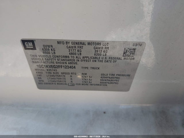 1GC1KVEG2FF123404 Chevrolet Silverado 2500hd Lt