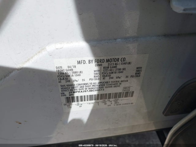 Ford EDGE SEL 2018 2FMPK4J97JBC09373 Image 9